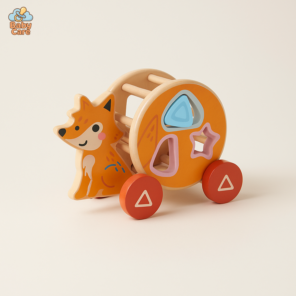 Animaux à Tirer avec Puzzle 3D en Bois - vue de face