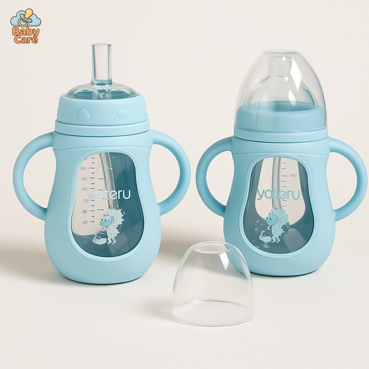 Biberon en verre protection silicone - vue de face