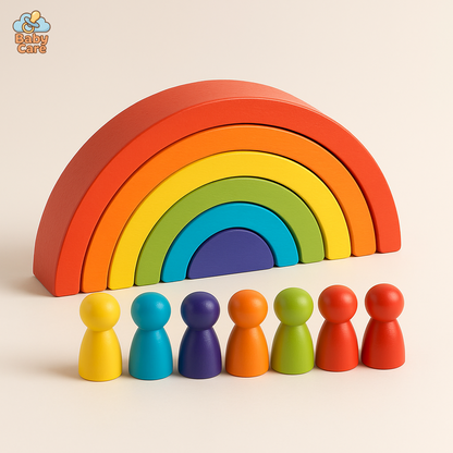 Blocs à Empiler Montessori Arc-en-Ciel |  Baby Care - vue de face