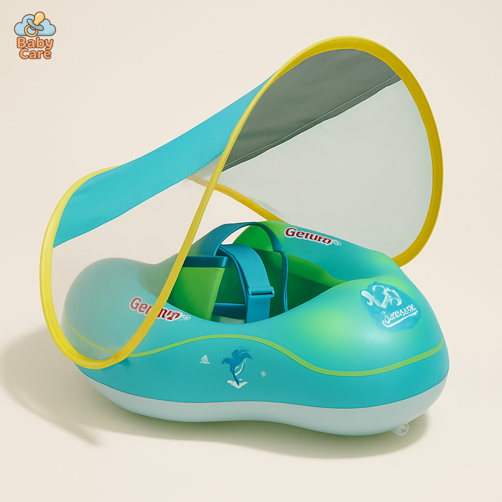 Bouée pour bébé Bleu avec ombrelle – flotteur pour bébé - vue de face