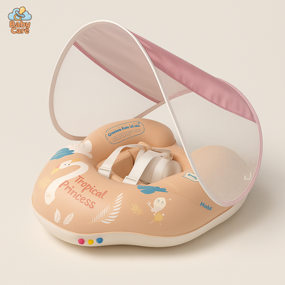 Bouée pour bébé Rose avec ombrelle – flotteur pour bébé - vue de face