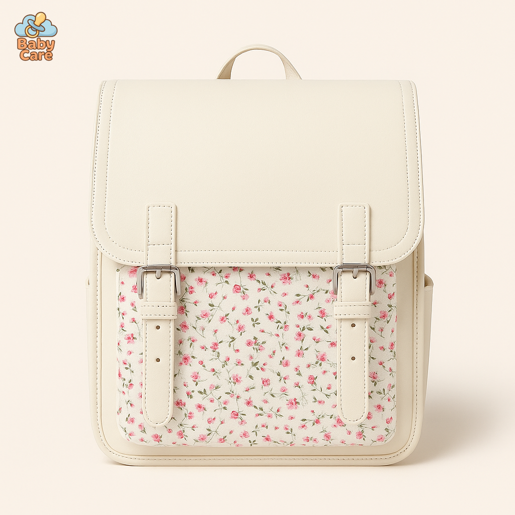 Cartable 34cm motifs à fleur - vue de face