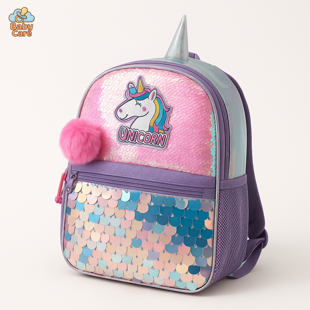 Cartable licorne à paillettes réversible - vue de face