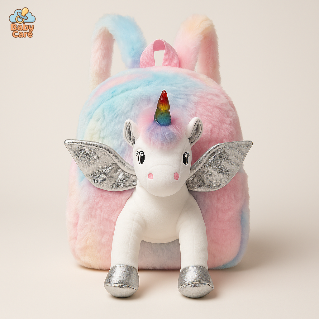 Cartable licorne peluche féérique - vue de face