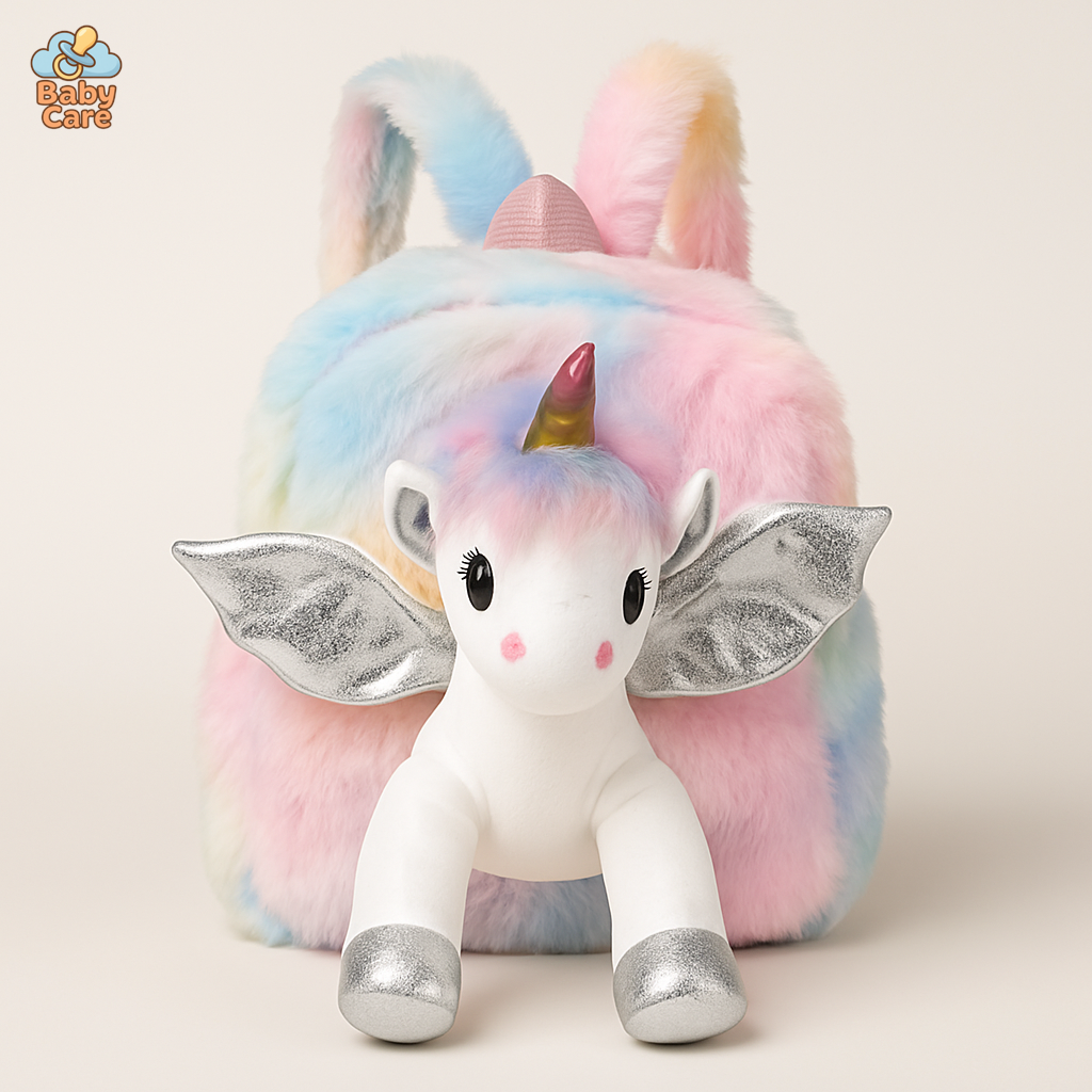 Cartable licorne peluche féérique - vue de face