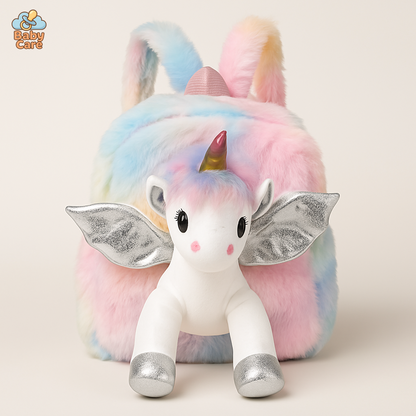 Cartable licorne peluche féérique - vue de face