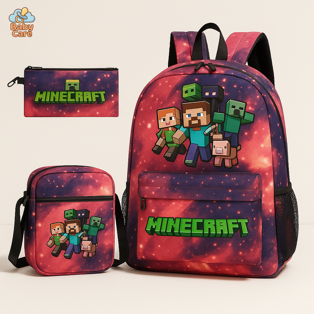 Cartable Minecraft Coloré Haute Qualité - vue de face