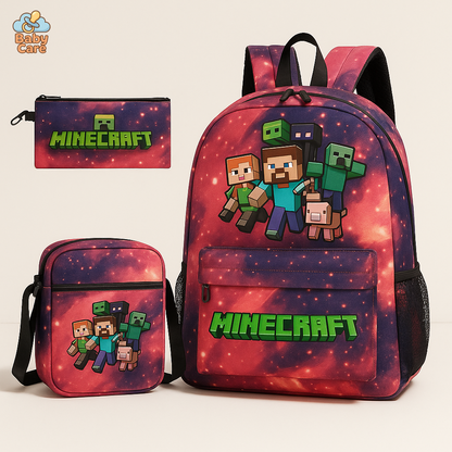 Cartable Minecraft Coloré Haute Qualité - vue de face