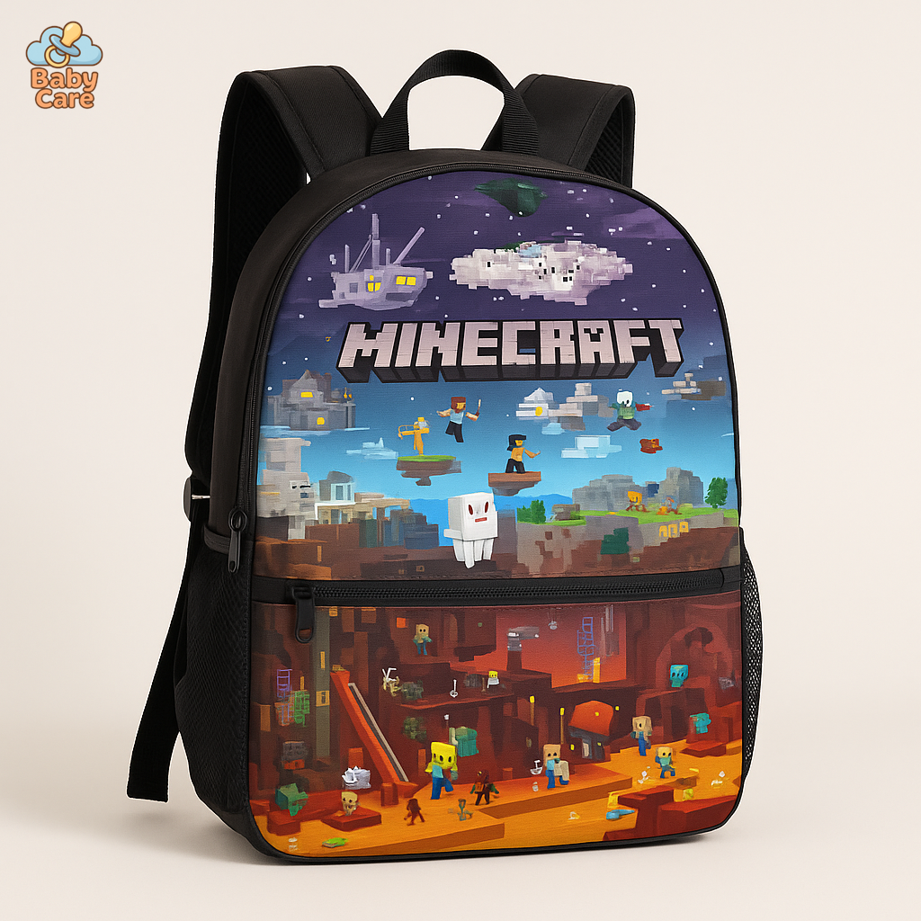 Cartable Minecraft Design Imprimé Jeu Vidéo - vue de face