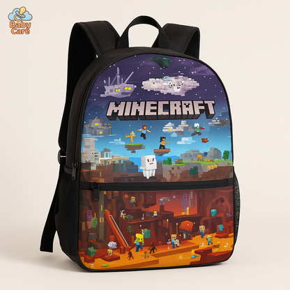 Cartable Minecraft Design Imprimé Jeu Vidéo - vue de face