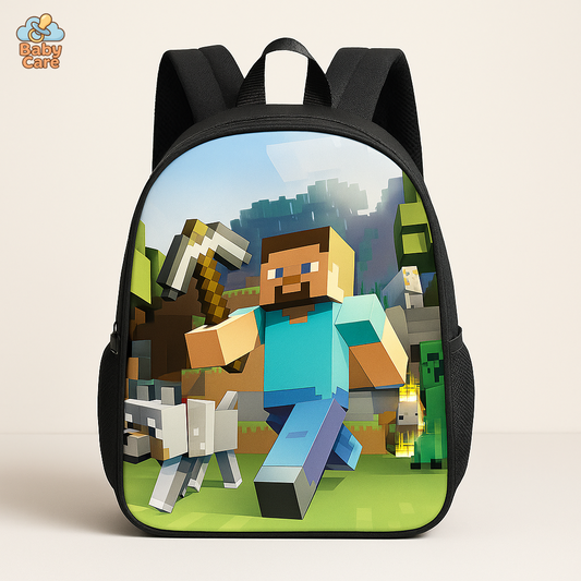 Cartable Minecraft Imprimé Jeu Vidéo - vue de face
