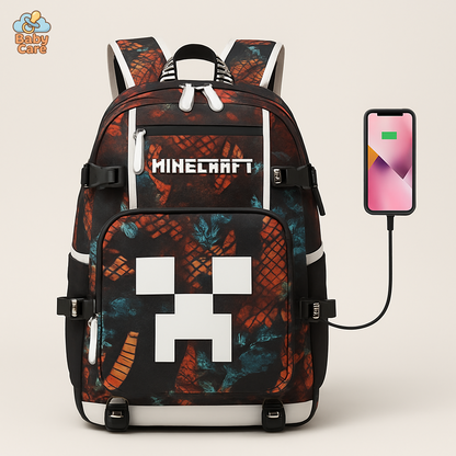 Cartable Minecraft Poches Pratiques École - vue de face