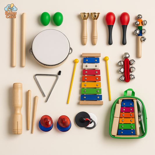 Coffret 12 Mini Instruments de Musique avec Sac à Dos |  Baby Care - vue de face