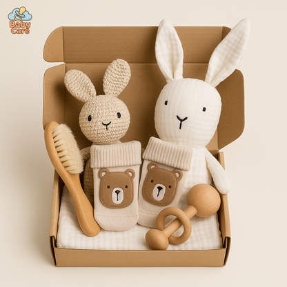 Coffret de naissance lapin – Cadeau de naissance premiers souvenirs - vue de face