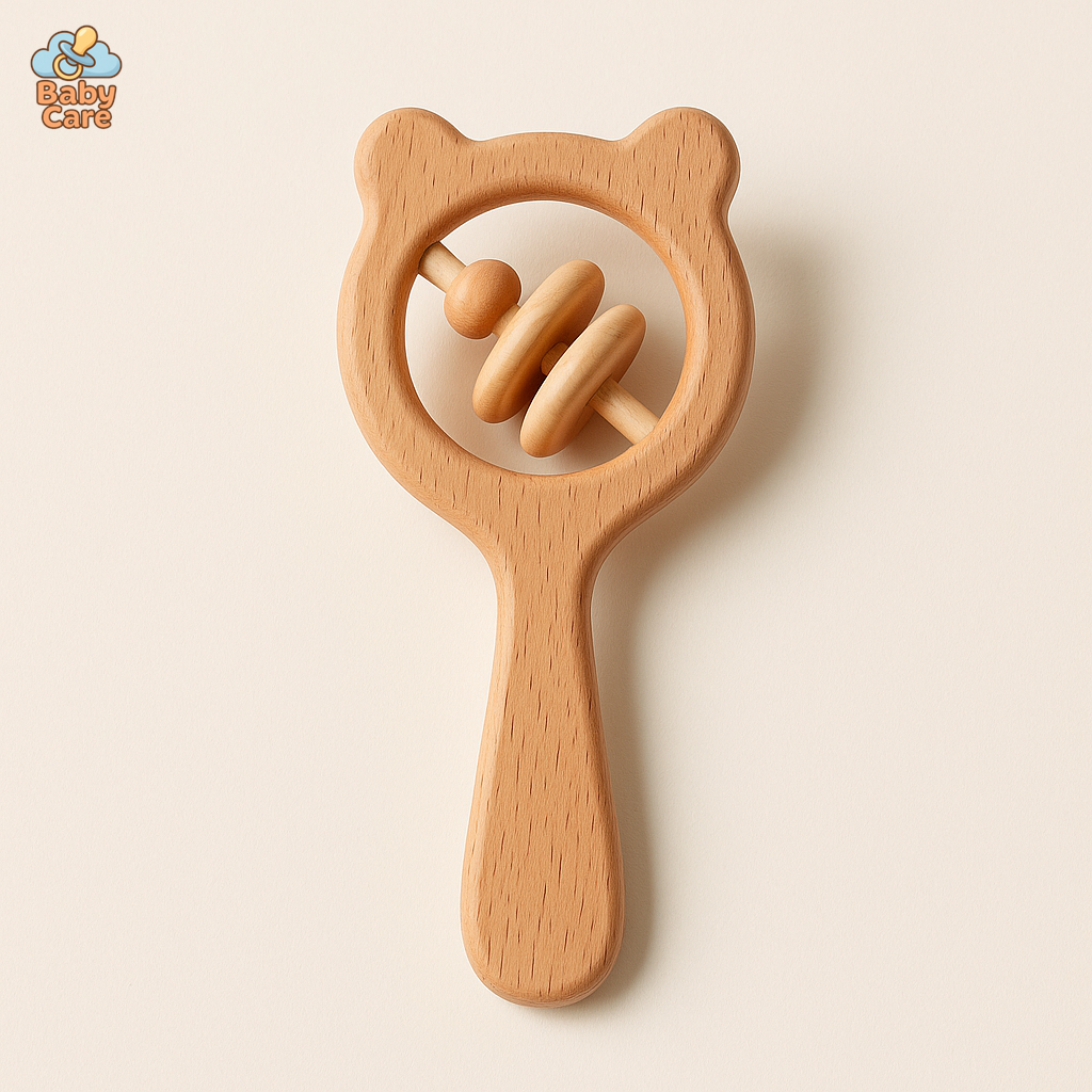 Coffret Jeux en Bois 3 Pièces avec Hochet - vue de face