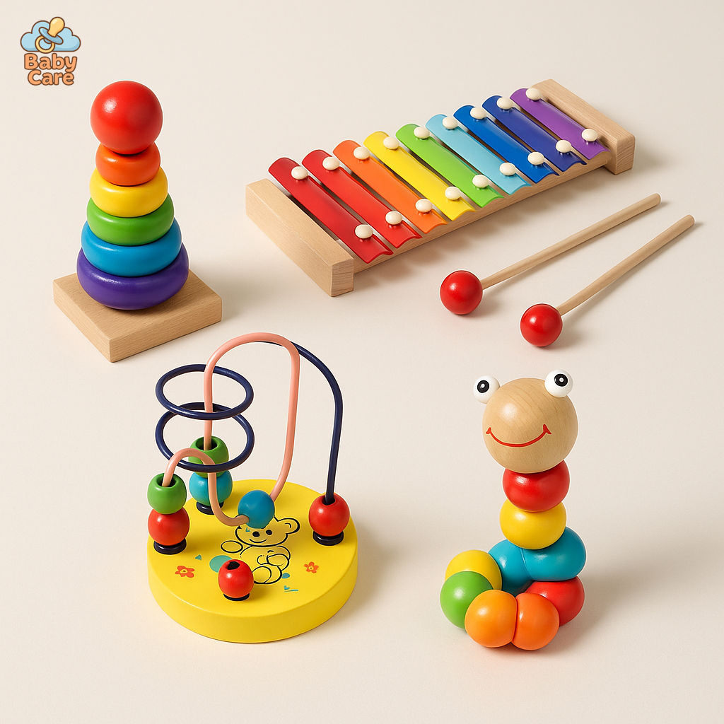 Coffret Xylophone - 4 Jouets Montessori en Bois - vue de face