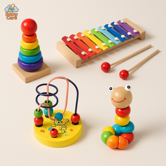 Coffret Xylophone - 4 Jouets Montessori en Bois - vue de face