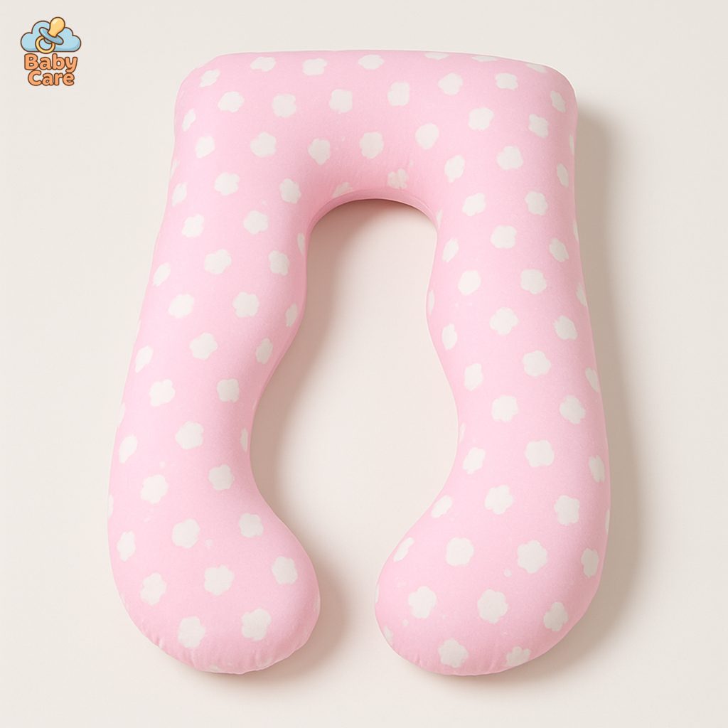 Grand Coussin de Grossesse Nuage Rose - vue de face