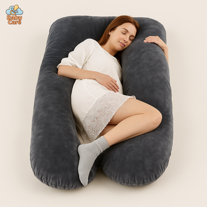 Grand Coussin de Grossesse Gris Foncé (140cm x 80cm) - vue de face