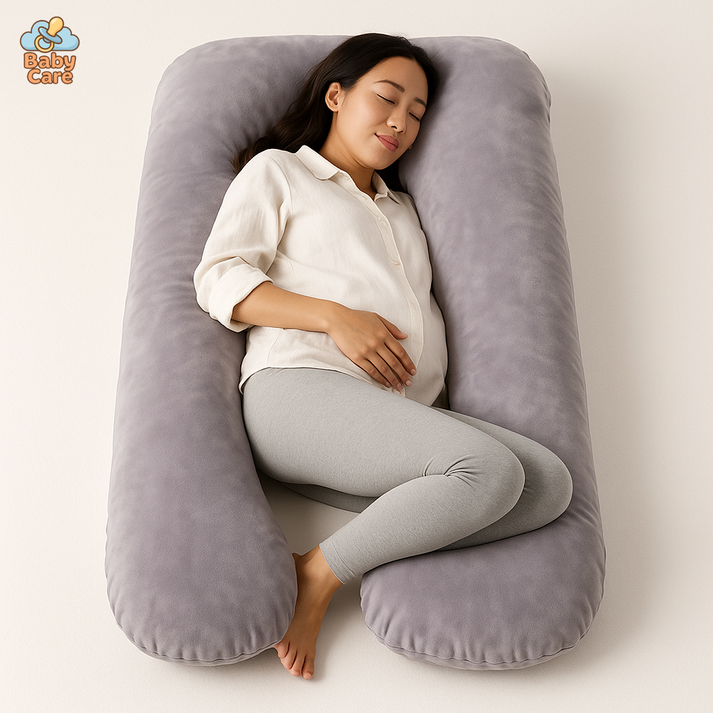 Grand Coussin de Grossesse Gris - vue de face