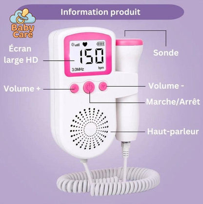 Doppler Fœtal – Appareil portable pour écouter les battements du cœur de bébé - packaging du produit