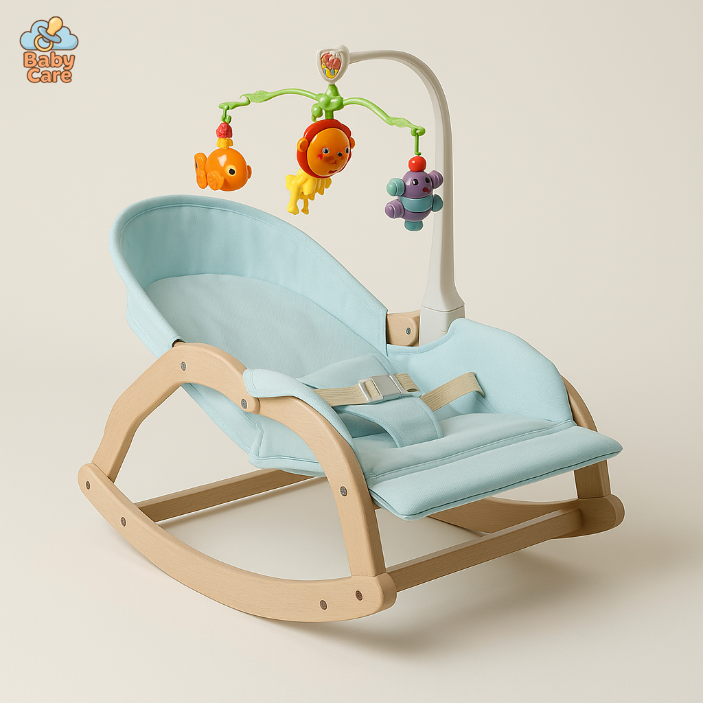 ECOWOOD - Balancelle Bébé Pliable en Bois |  Baby Care - vue de face