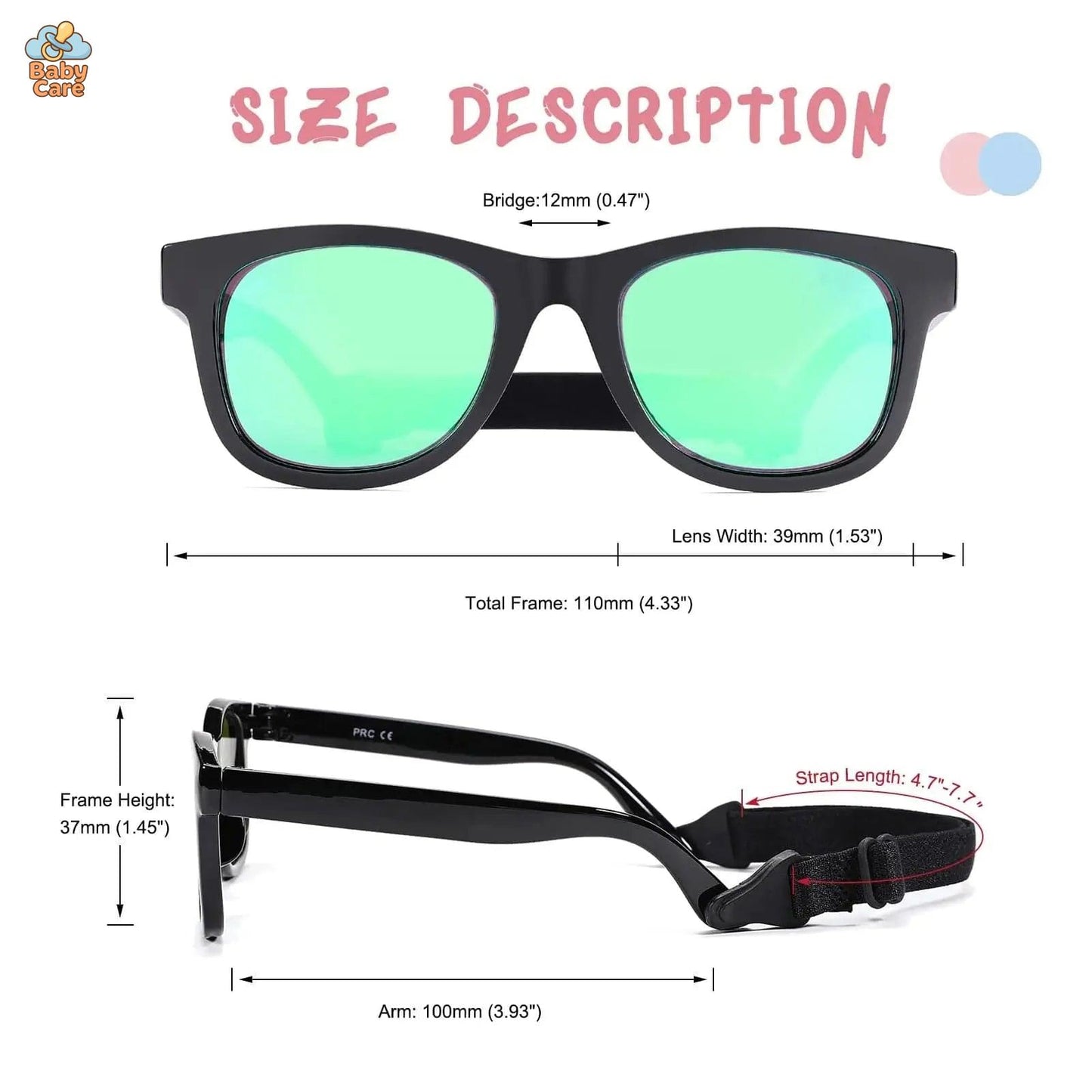 Lunettes de soleil bébé polarisées flexibles avec sangle - zoom sur la matière