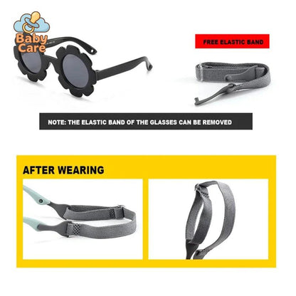 Lunettes de soleil tournesol pour bébé avec sangle - zoom sur la matière