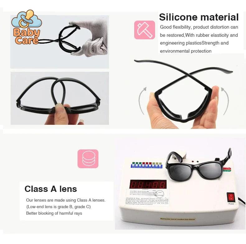 Lunettes de soleil bébé polarisées flexibles avec sangle - utilisation en situation