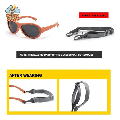 Lunettes de soleil bébé flexible avec sangle réglable 0-3 ans - photo lifestyle