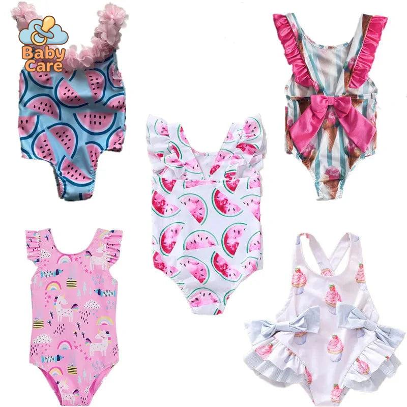 Maillot de bain bikini bébé et enfant fille - vue de profil