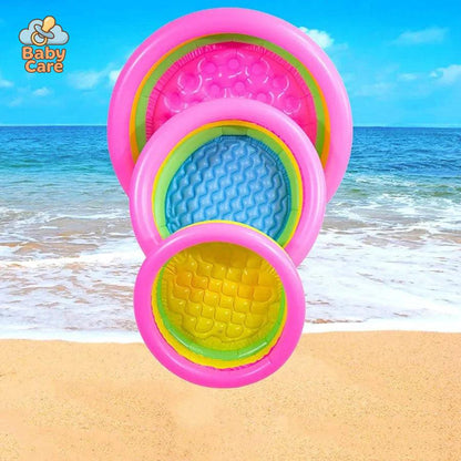 Piscine bébé gonflable arc-en-ciel à trois anneaux - zoom sur la matière