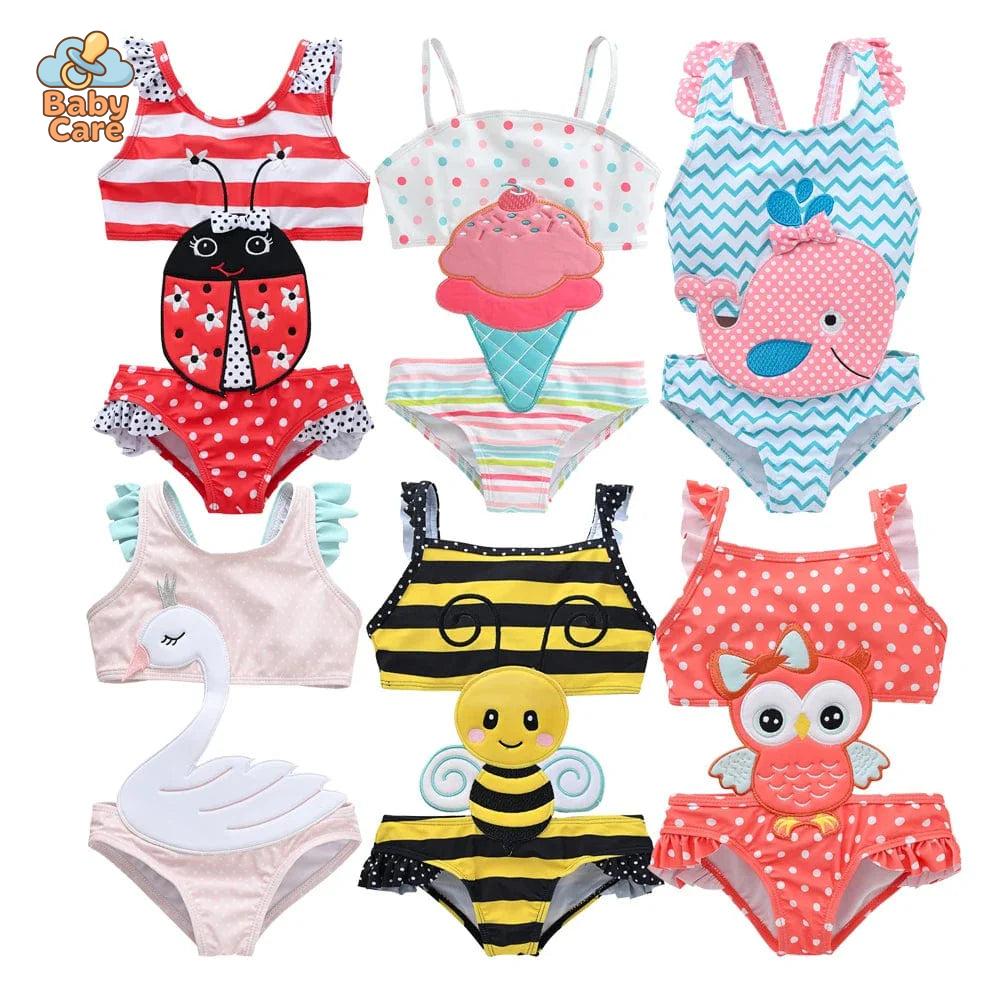 Maillot de bain une pièce mignon bébé fille - vue de profil