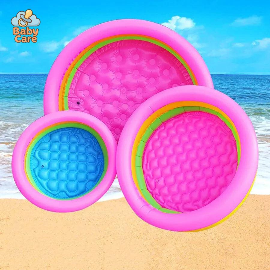 Piscine bébé gonflable arc-en-ciel à trois anneaux - détail du produit