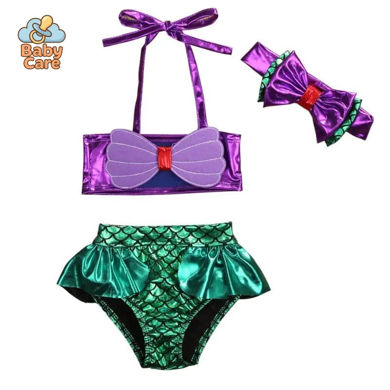Maillot de bain bébé filles de 0 à 8 ans ensemble sirène - vue de profil