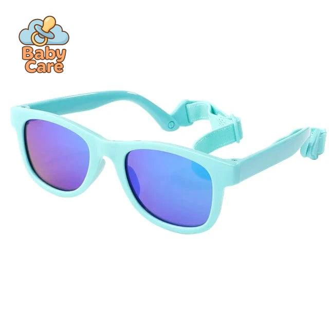 Lunettes de soleil bébé polarisées flexibles avec sangle - photo lifestyle