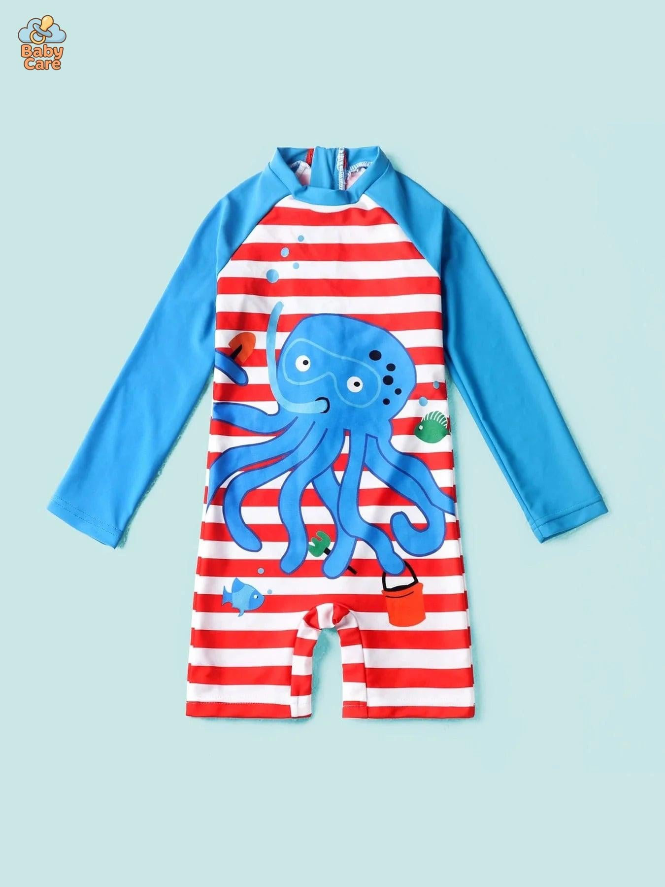 Maillot de bain bébé pieuvre protection UV - vue de profil