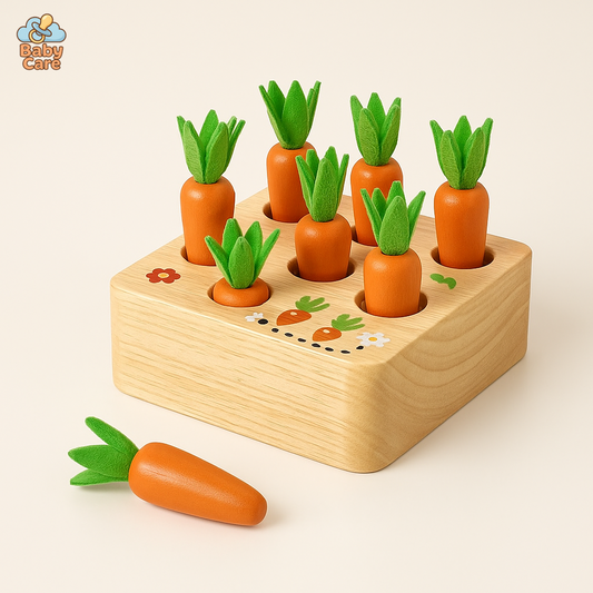 Jouets carottes Montessori en bois - vue de face
