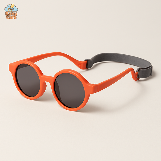 Lunettes de soleil bébé rondes avec sangle - vue de face