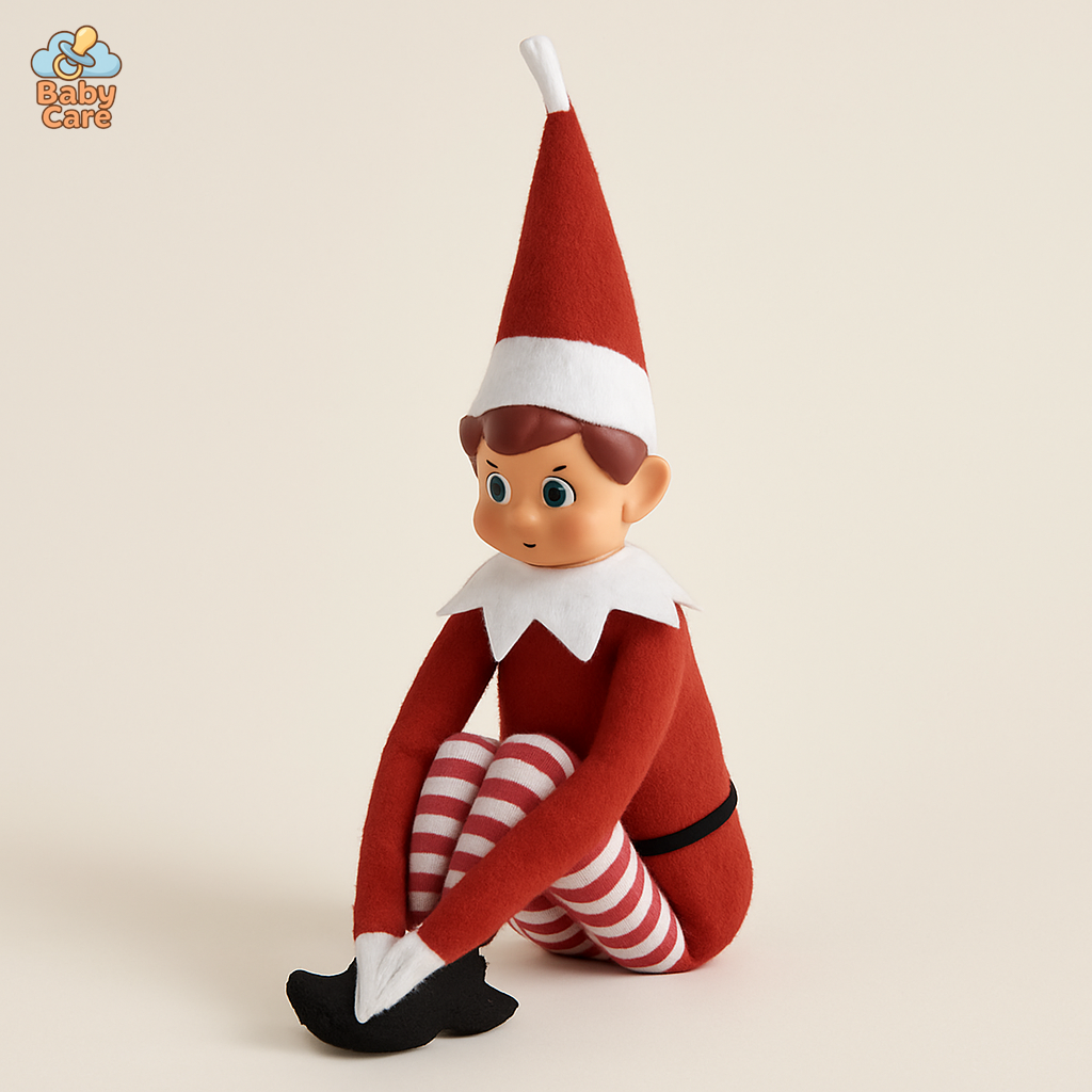 Lutin Farceur de Noël – Garçon Elfie – Peluche Elfe Rouge 40cm - vue de face