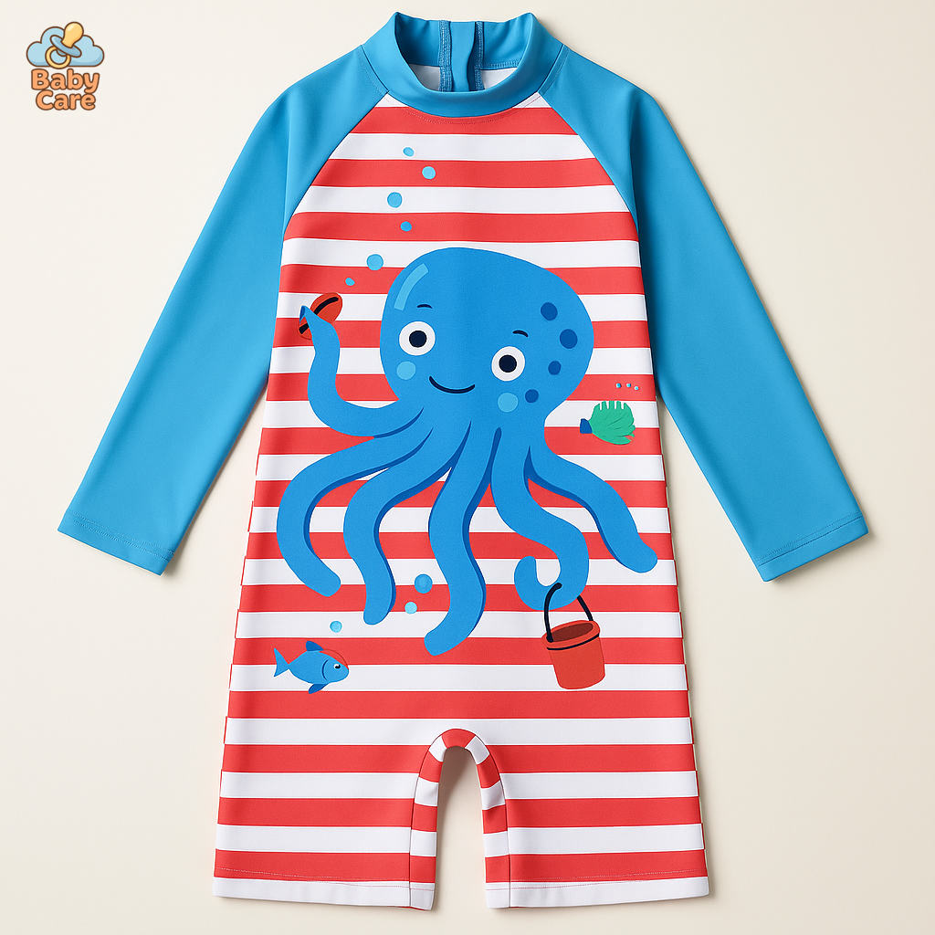 Maillot de bain bébé pieuvre protection UV - vue de face