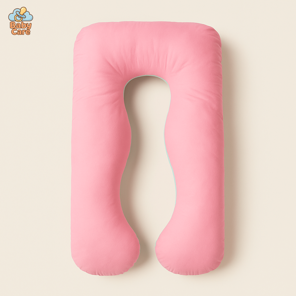 Grand Coussin de Grossesse Rose et Bleu - vue de face