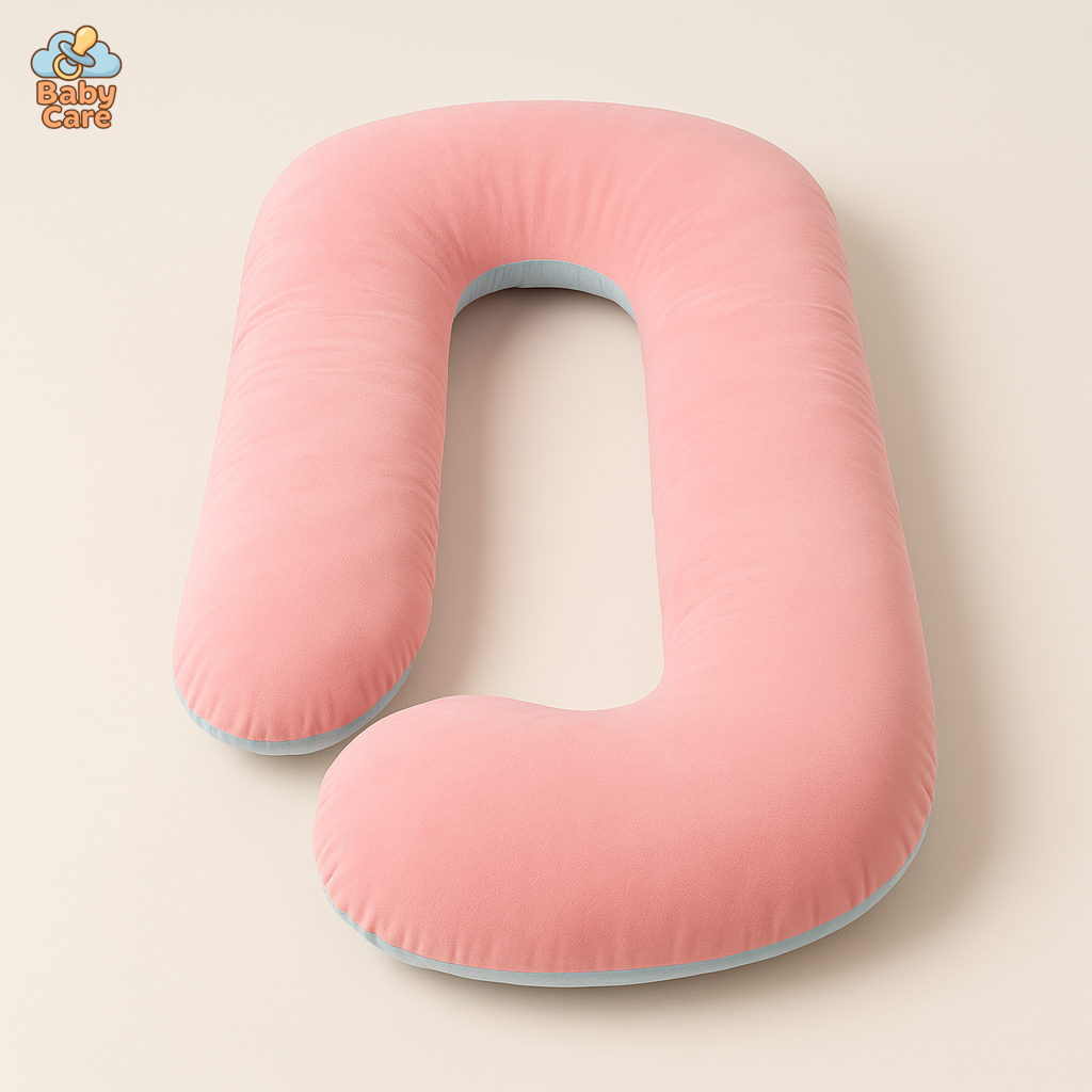 Coussin de Grossesse Bicolore Rose et Bleu - vue de face