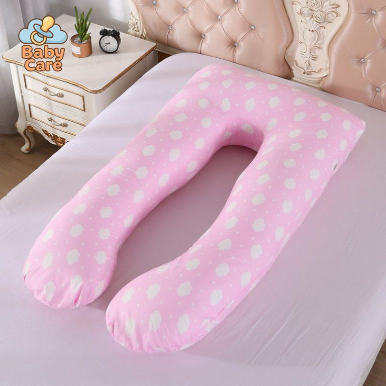 Grand Coussin de Grossesse Nuage Rose - vue de profil
