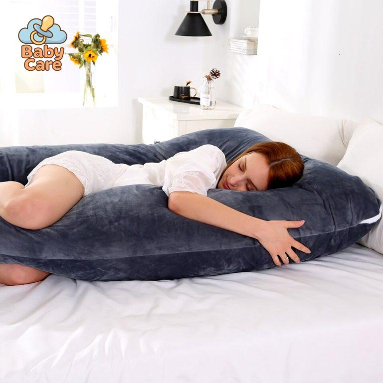 Grand Coussin de Grossesse Gris Foncé (140cm x 80cm) - utilisation en situation