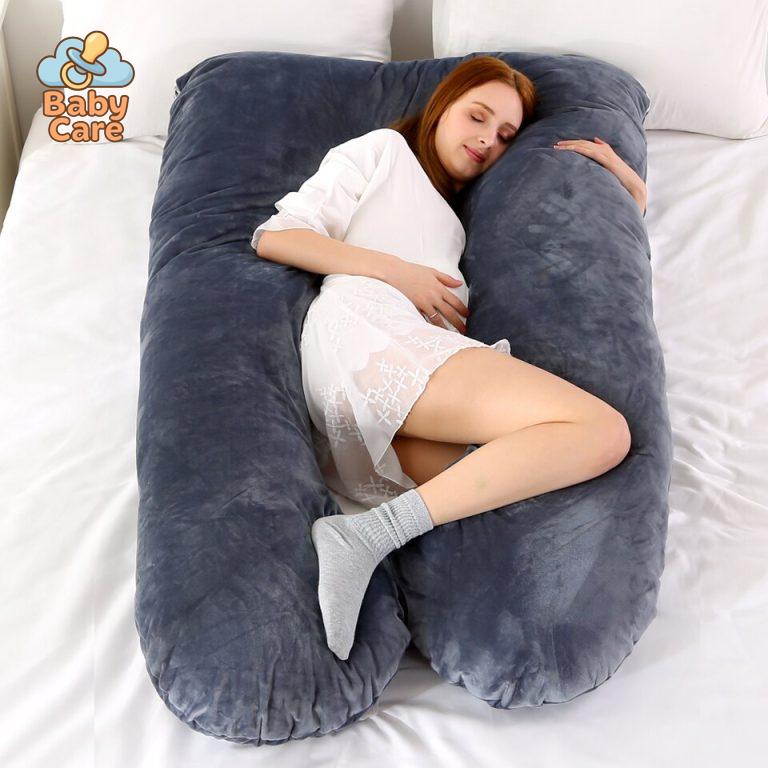 Grand Coussin de Grossesse Gris Foncé (140cm x 80cm) - vue de profil