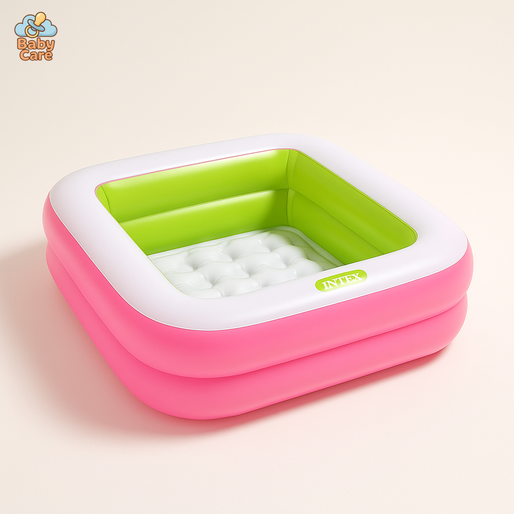 Piscine bébé et enfant gonflable carré confort - vue de face