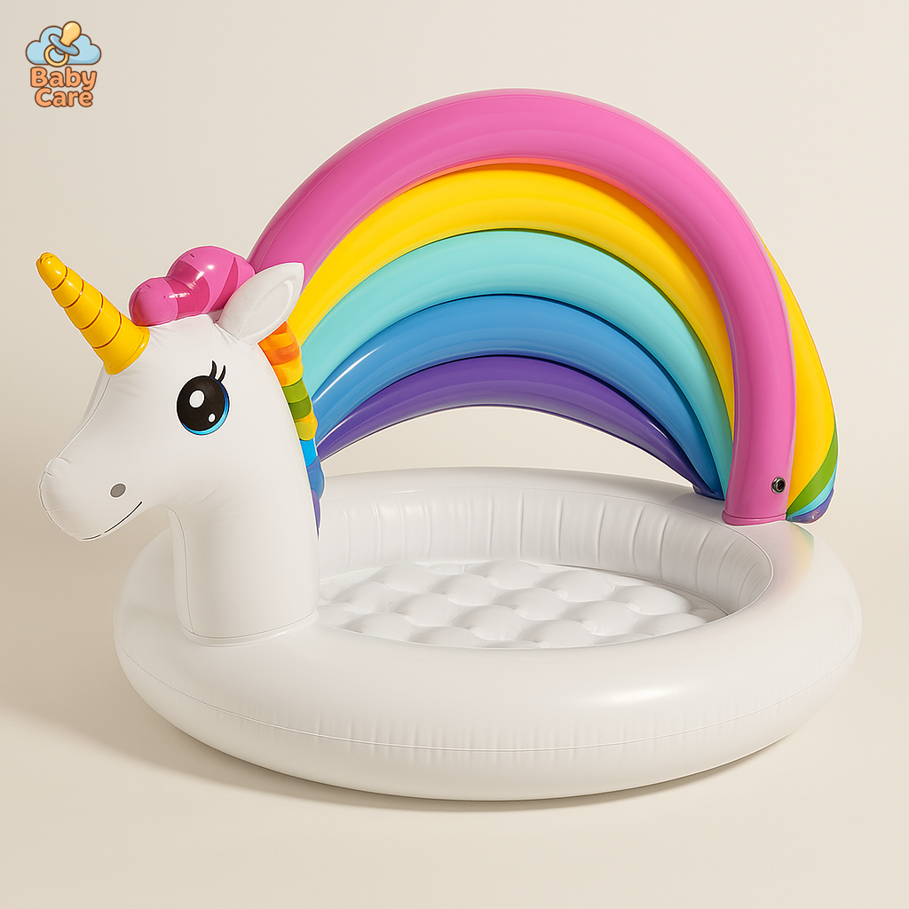 Piscine bébé et enfant gonflable licorne - vue de face