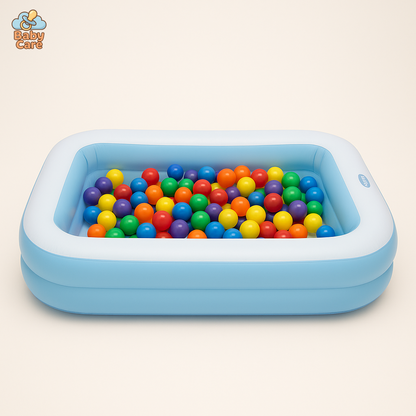Piscine bébé gonflable rectangle à balles - vue de face