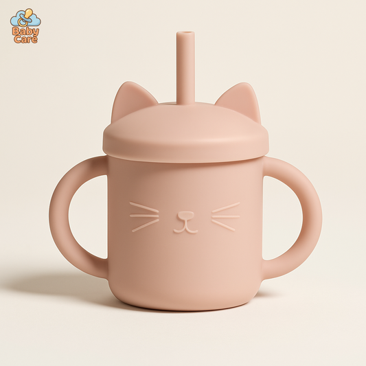 Tasse Paille en Silicone Chat |  Baby Care - vue de face